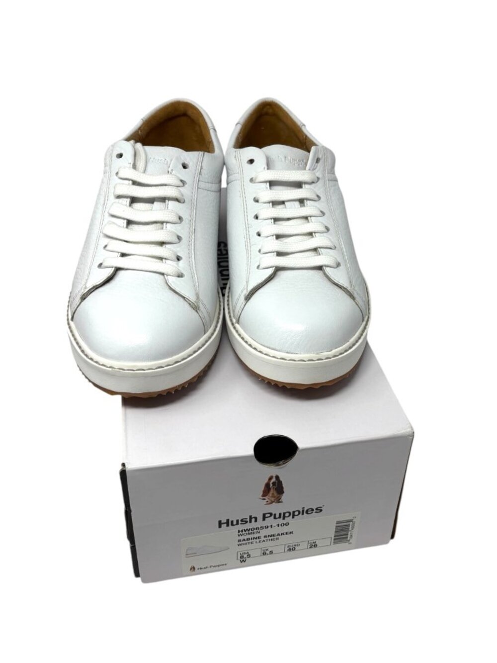 Hush Puppies Sabine White Leather Sneakers Tennis Shoes Trainers Size 8.5W Wide - Picture 5 of 11
